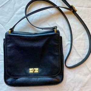 Black Fossil Leather Crossbody Bag